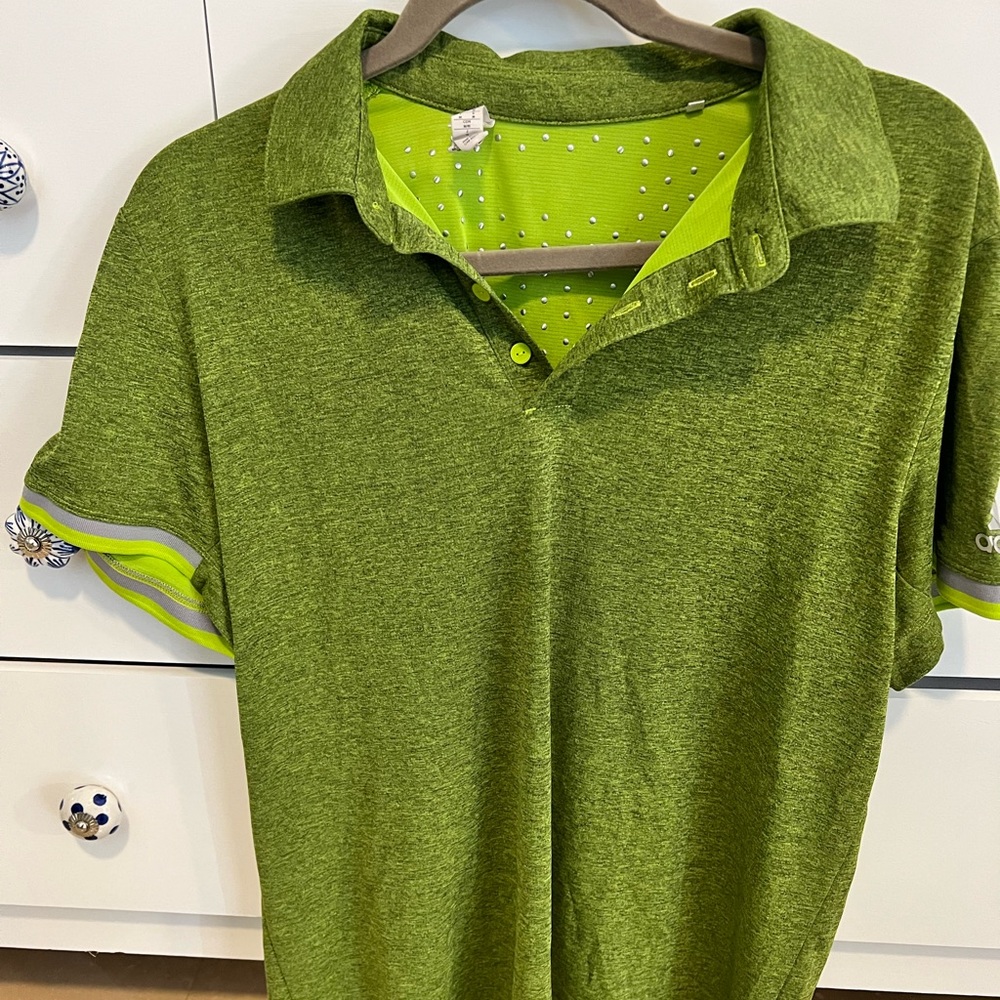 Green adidas mens tennis polo size medium